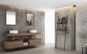 Lavabo À Poser + Étagère en Wood Chêne Massif - 2 Tiroirs | 860