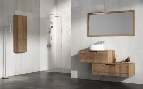Lavabo À Poser + Meuble Suspendu Wood en Chêne Massif - 2 Tiroirs | 859