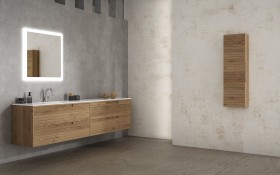 Meuble Sous-Vasque Corian® Suspendu Wood en Chêne Massif - 4 Tiroirs | 857