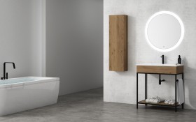 Meuble sur base Metállique en Wood Chêne Massif + Plan Vasque Corian® | 852