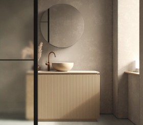 Meuble au sol 3D + lavabo à poser | 2 tiroirs - 3908