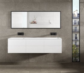  Plan Double Vasque CORIAN® + Meuble Suspendu en MDF - 6 Tiroirs | 5051