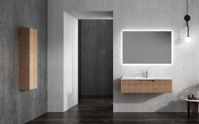 Ensemble Plan-Vasque Corian® + Meuble Suspendu en Wood Chêne Massif - 1 Tiroir | 854  