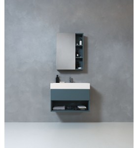Vasque CORIAN® + Meuble Suspendu en MDF - 1 Tiroir et 1 Niche | 3219