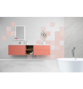 Double Plan Vasque CORIAN® + Meuble Suspendu en MDF - 2 Tiroirs et 2 Niches | 327