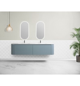 Plan Vasque CORIAN® + Meuble Suspendu en MDF - 2 Tiroirs et 2 Portes | 3221