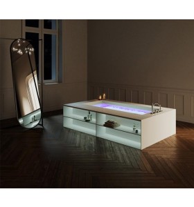 Baignoire Sur Mesure CORIAN® + 3 Tabliers + Étagères Frontales | 3508 | HYDROMASSAGE
