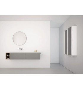 Plan Vasque CORIAN® + Meuble Suspendu en MDF - 2 Tiroirs et 2 Niches | 3210