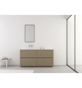 Plan Vasque Corian® + Meuble À Poser en Wood Chêne Massif - 4 Tiroirs | 3217