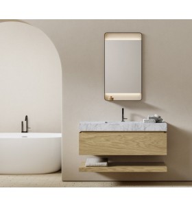 Ensemble meuble et vasque Hi-Macs® Carrara | 1 tiroir - 3904