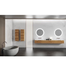 Ensemble Plan-Vasque Corian® + Meuble Suspendu en Wood Chêne Massif - 3 Tiroirs | 858