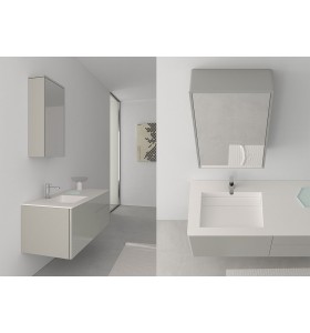 Plan Vasque CORIAN® + Meuble Suspendu en MDF - 3 Tiroirs | 3237