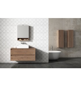 Lavabo À Poser + Meuble Suspendu en Wood Chêne Massif - 2 Tiroirs Superposés | 856