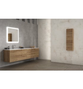 Meuble Sous-Vasque Corian® Suspendu Wood en Chêne Massif - 4 Tiroirs | 857