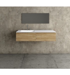 Plan Vasque CORIAN® + Meuble en Chêne Massif 3216 | 2 Tiroirs aligned