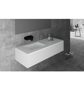 Plan Vasque CORIAN® + Meuble Suspendu en MDF - 1 Tiroir | 3202