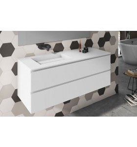  Plan Vasque CORIAN® + Meuble Suspendu en MDF - 2 Tiroirs Superposés | 3204