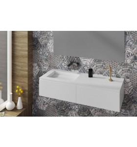  Plan Vasque CORIAN® + Meuble Suspendu en MDF - 2 Tiroirs Alignés | 3203