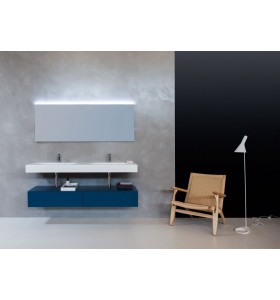 Vasque CORIAN® + Meuble Suspendu en MDF - 2 Tiroirs | 3209