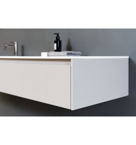 Plan Vasque CORIAN® + Meuble Suspendu en MDF - 2 Tiroirs Alignés | 3225
