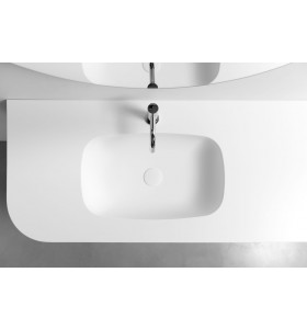 Plan Vasque CORIAN® + Meuble Suspendu en MDF - 2 Tiroirs et 1 Tiroir Intérieur | 3226
