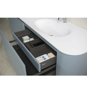 Plan Vasque CORIAN® + Meuble Suspendu en MDF - 2 Tiroirs et 2 Portes | 3221