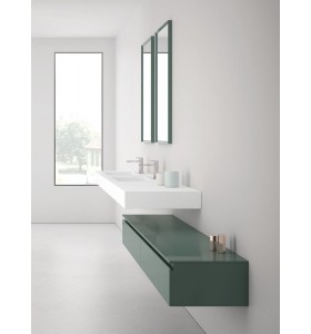 Vasque CORIAN® + Meuble Suspendu en MDF - 2 Tiroirs | 3209