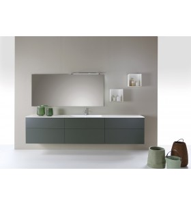  Plan Vasque Solid Surface + Meuble Suspendu en MDF - 6 Tiroirs | 3325