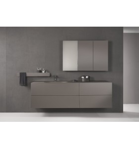  Plan Vasque en Verre + Meuble Suspendu en MDF - 4 Tiroirs | 3302