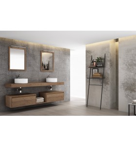Lavabo À Poser + Étagère en Wood Chêne Massif - 2 Tiroirs | 860