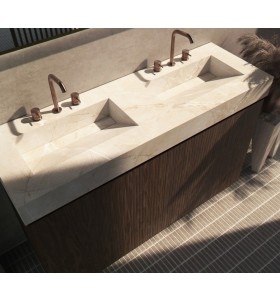 Meuble au sol 3D + Plan de travail Hi-Macs® | 2 tiroirs - 3910