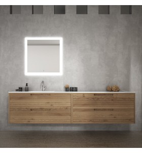Meuble Sous-Vasque Corian® Suspendu Wood en Chêne Massif - 4 Tiroirs | 857