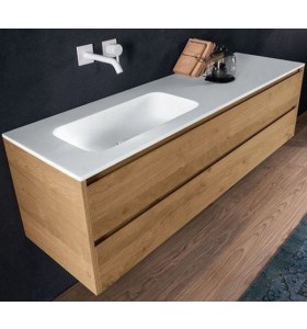 Plan Vasque CORIAN® + Meuble en Chêne Massif 3215 | 2 Tiroirs