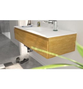 Plan Vasque CORIAN® + Meuble en Chêne Massif 3214 | 1 Tiroir