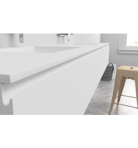 Plan Vasque CORIAN® + Meuble Suspendu en MDF - 2 Tiroirs Alignés | 3203