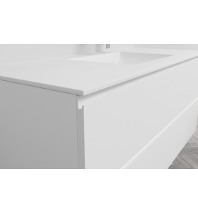  Plan Vasque CORIAN® + Meuble Suspendu en MDF - 2 Tiroirs Superposés | 3204