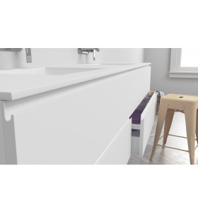  Plan Double Vasque CORIAN® + Meuble Suspendu en MDF - 4 Tiroirs | 3238