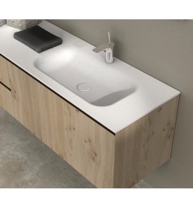 PLAN VASQUE CORIAN® + MEUBLE EN CHÊNE MASSIF - 3 Tiroirs | 3200