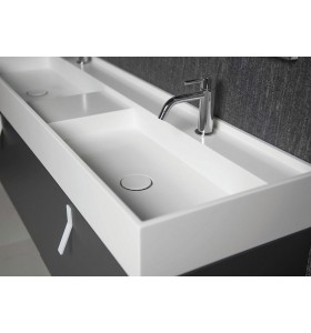  Double Vasque CORIAN® + Meuble Suspendu en MDF - 2 Tiroirs Alignés | 3230