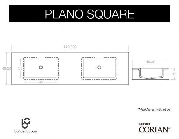 double plan vasque corian® Paris plane