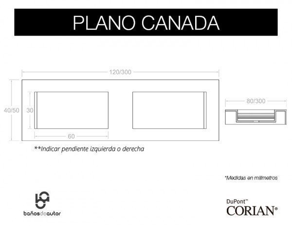 Plan Vasque CORIAN® CANADA PLANE