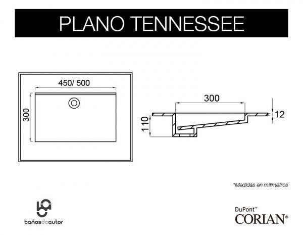 double plan vasque corian® Toulouse plane